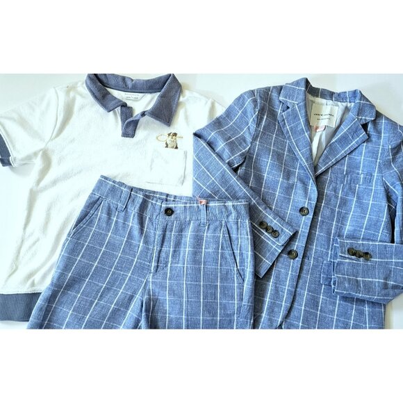 Janie and Jack Boys 7 Room to Bloom Jacket Graymalin Polo Shorts Set - Picture 2 of 4